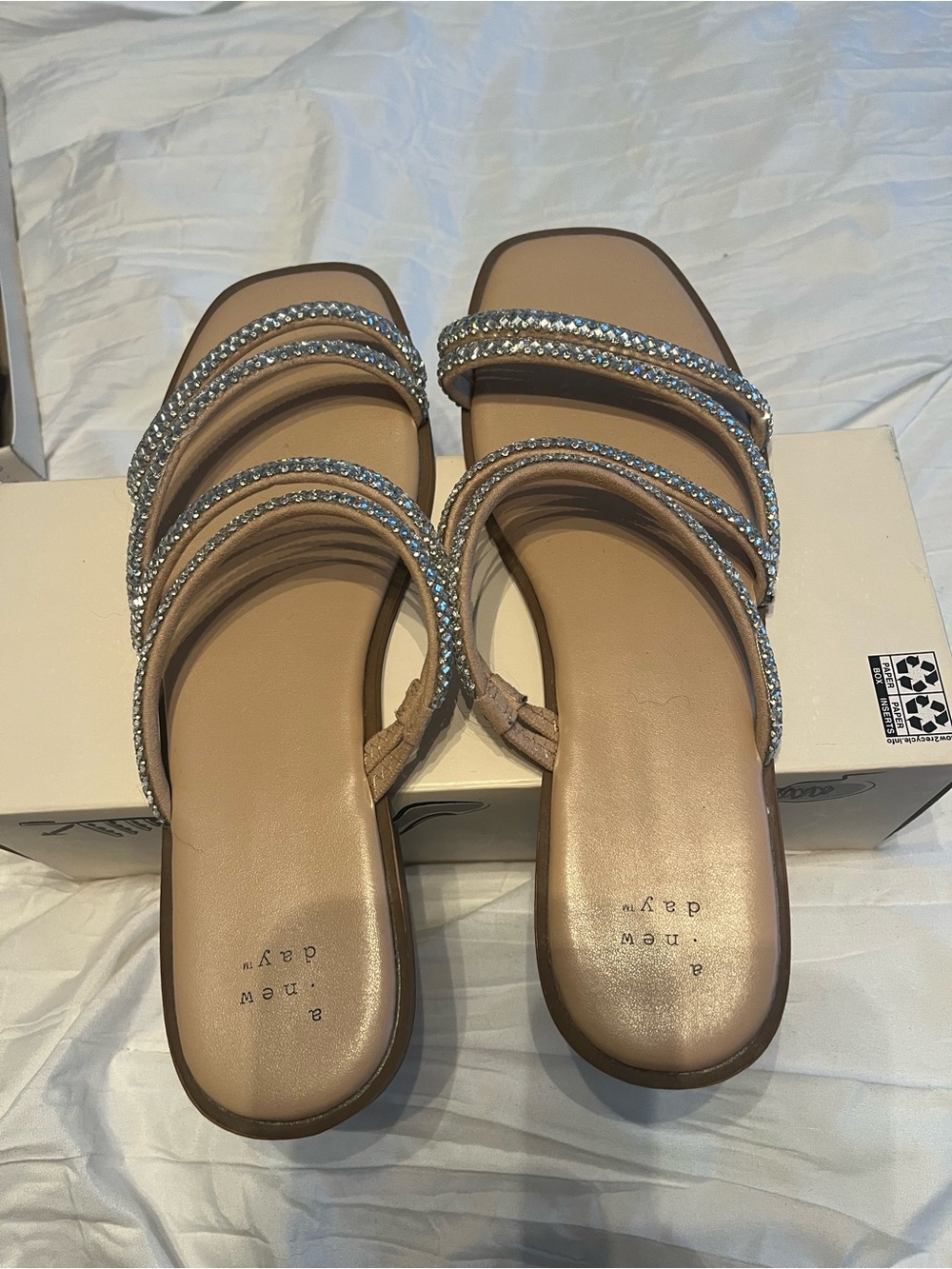 a new day Nude Slide Sandals with Sparkling Straps